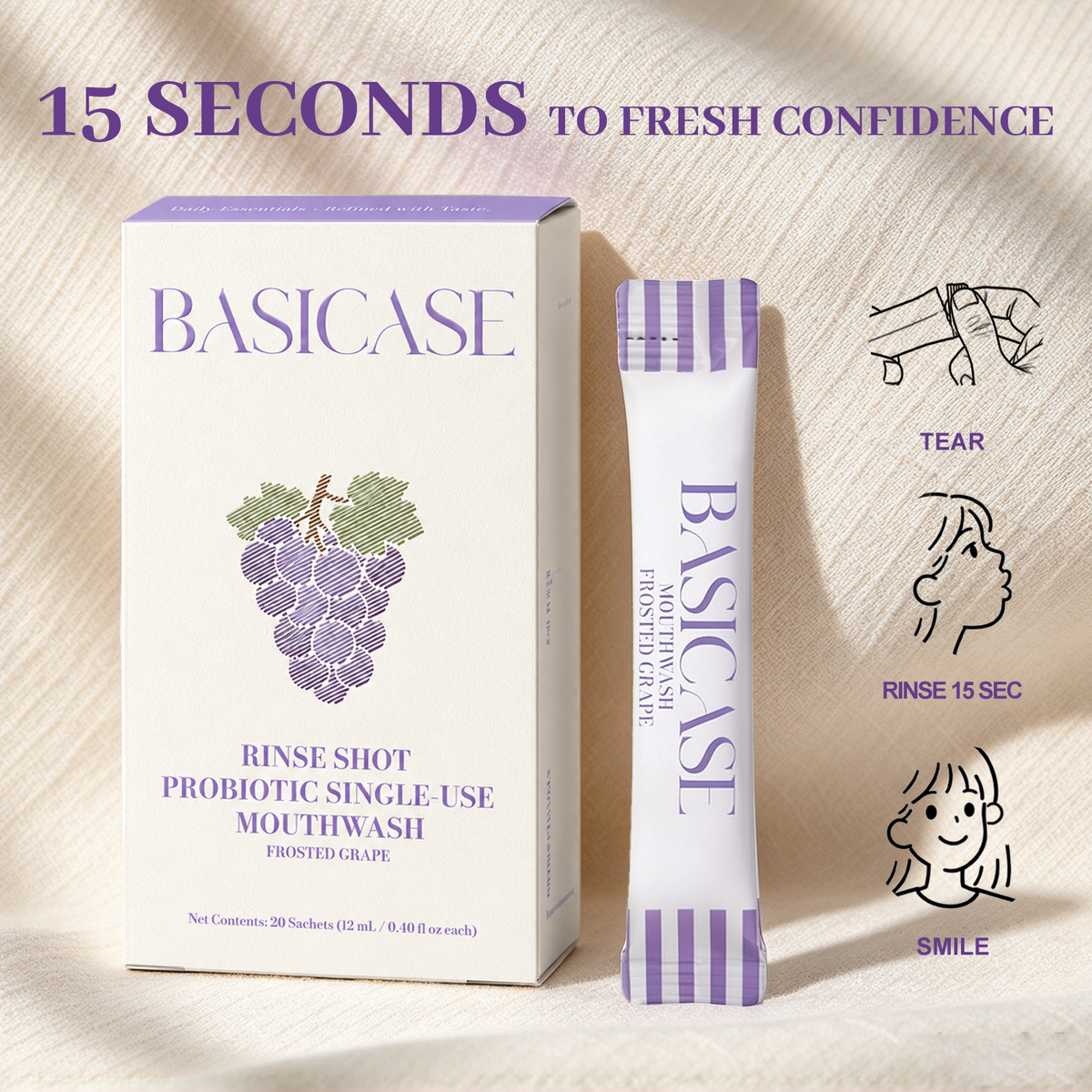 Probiotic Single-Use Mouthwash -- Frosted Grape